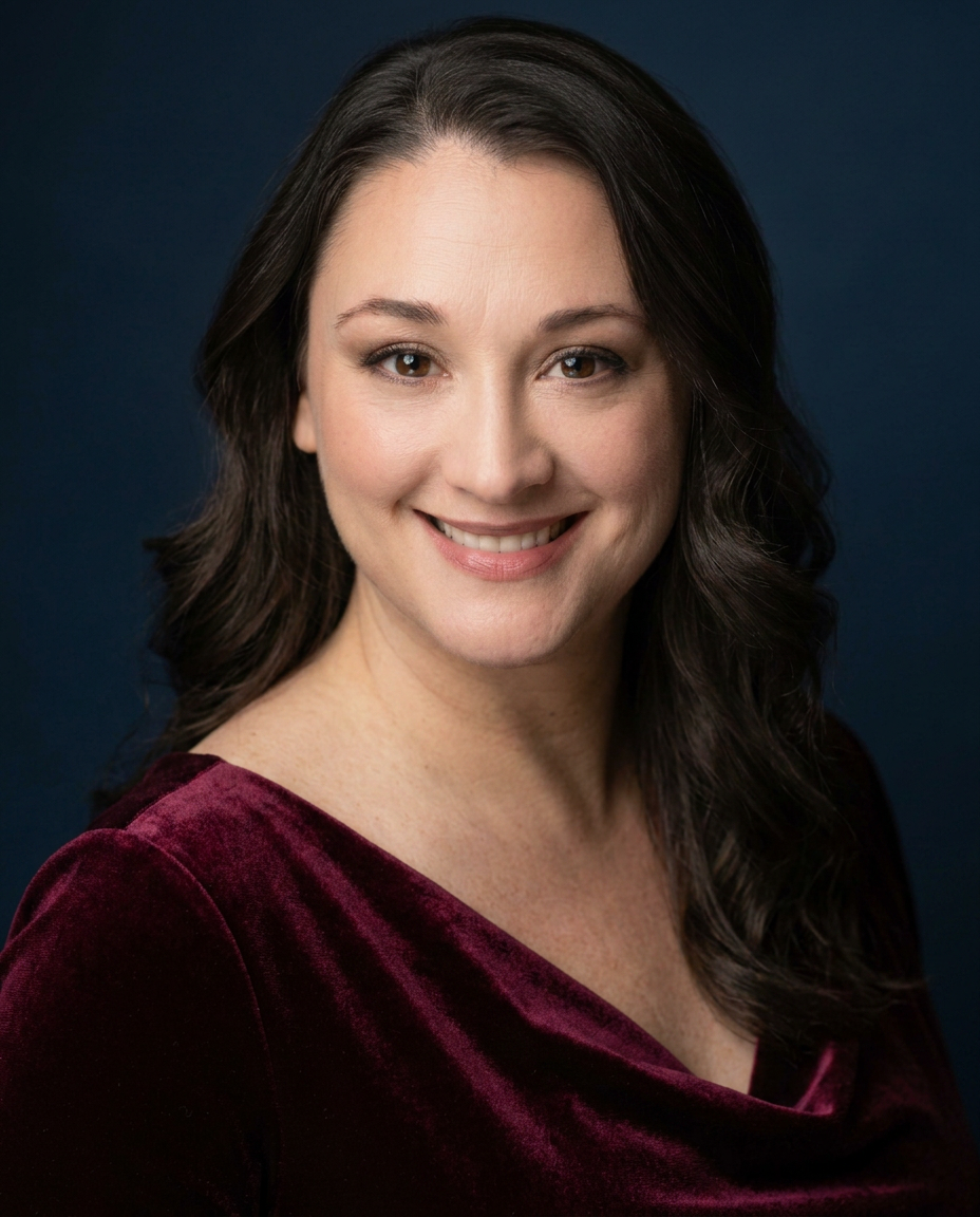 Soprano Marlena Brinkley in a burgundy performance gown