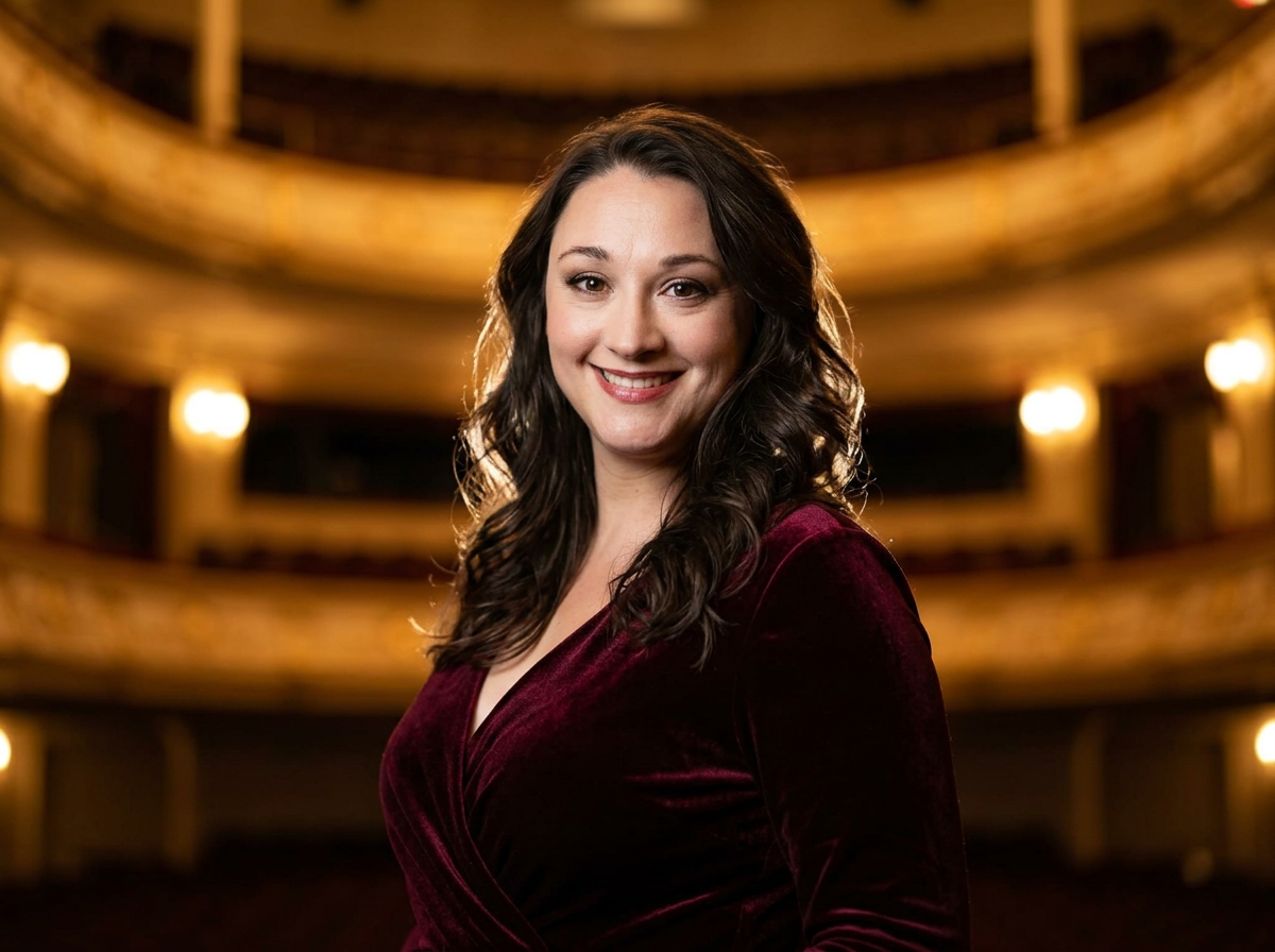 Dramatic coloratura soprano Marlena Brinkley in stage lighting